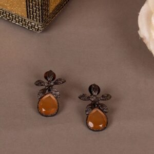 Antique Floral Drop Stud Earrings for Women