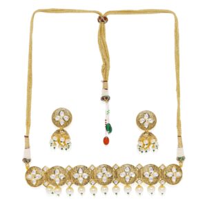 Antique Gold Plated Kundan Choker Necklace Set for Women