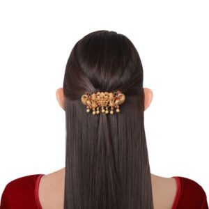 Antique Gold Plated Temple Inspired Hair Barrette Back Hair Clip for Women