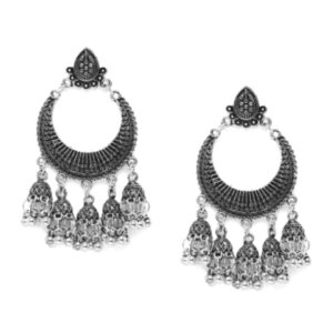 Antique Oxidized Chandbali Style Dangle Earrings for Women