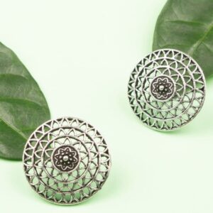 Antique Oxidized Circular Stud Earrings for Women