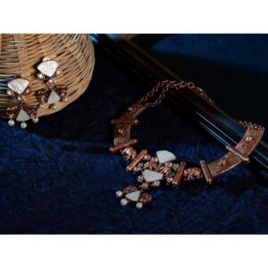 Antique Rose Gold Plated Tribal Inspired Necklace Set for Women