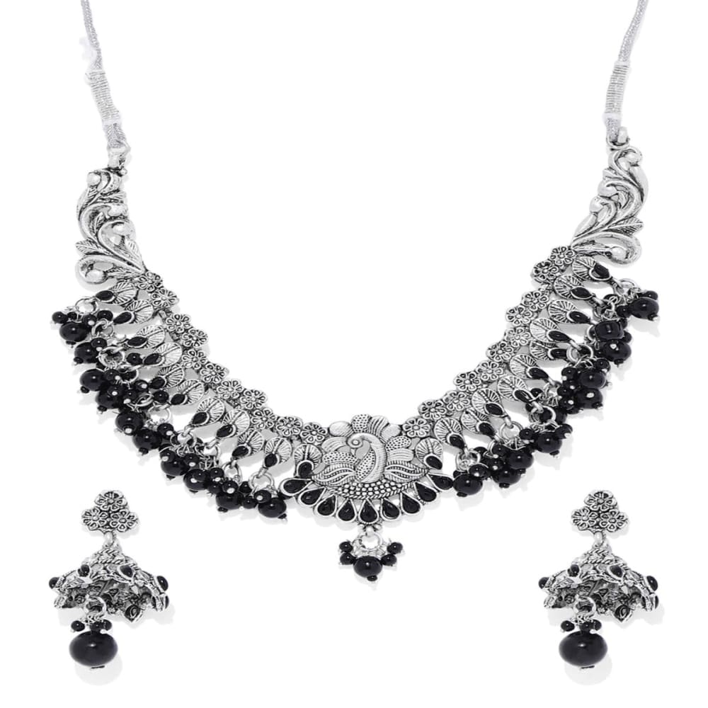 Silver toned jewellery set-NS0120RR650BW