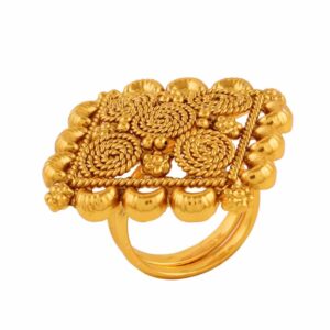 Antique Square Gold Plated Finger Ring for Women