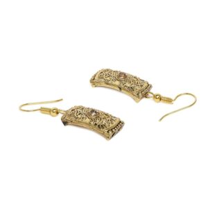 Antique Tribal Inspired Gold Plated Carved Studded Choker Necklace Set for Women and Girls
