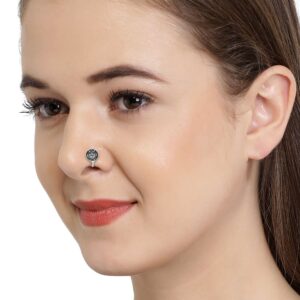 Antique Tribal Inspired Oxidised Clip On Nose Pin for Women