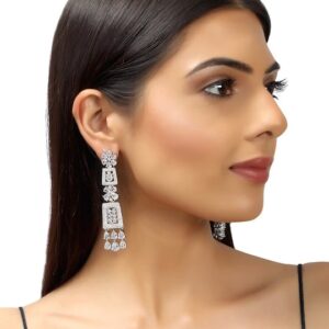 Chandelier American Diamond Studded Drop Earrings