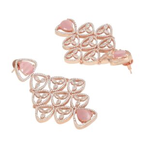 Drop Earrings with Pink Semi-Precious Stones