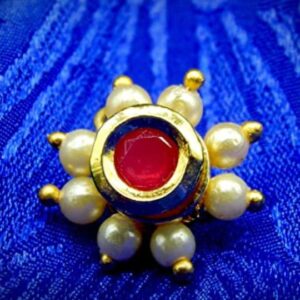 Gold-Plated Stone Studded & Beaded Clip-On Nose Pin
