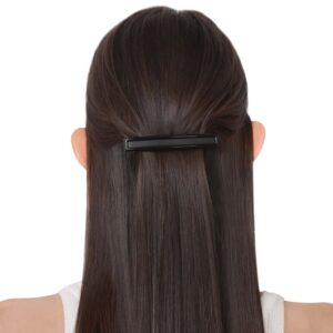 Black Acrylic Handcrafted French Barrette Hair Clip for Women