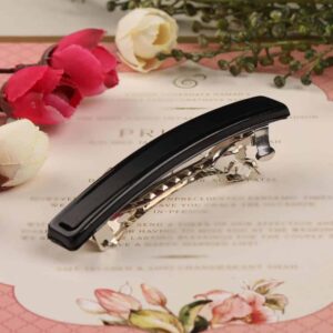 Black Acrylic Handcrafted French Barrette Hair Clip for Women