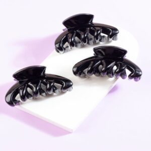 Black Color Acrylic Material Stone Butterfly clip Pack of 3 for Women