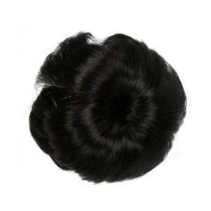 Black Colour Hair Bun Extension Wig with Large Black Clutcher for Women
