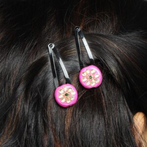Black Tic Tac Pins with Pink Enamel Bead for Women