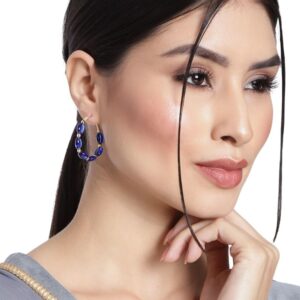 Blue Beads Contemporary Hoop Earrings for Women