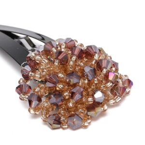 Brown Crystal Beads Embellished Tic Tac Pin For Women