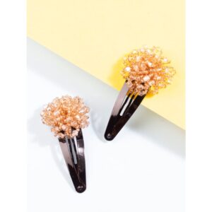 Brown Crystal Beads Embellished Tic Tac Pins for Women