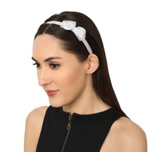 Casual Wear White Floral Bow Hairband For Women and Girls