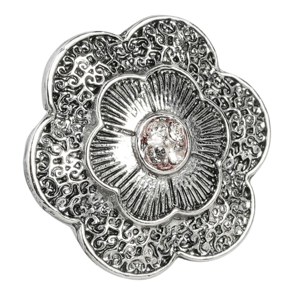 Circular flower shaped Oxidised Silver Adjustable finger