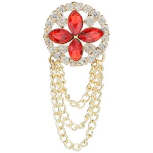 Classic vintage red and gold rhinestone brooch