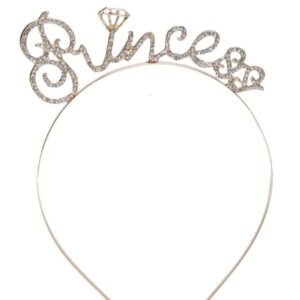 Cold Plated Princess Rhinestones Embellished Hairband Crown for Women