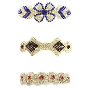 Combo of 3 Rhinestones Studded Hair Buckle Clip for Women
