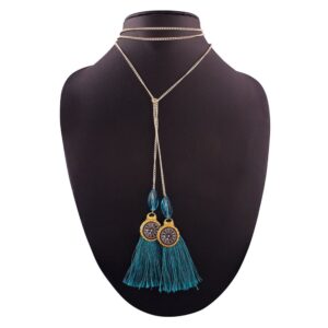 Contemporary Long Pearl Chain Necklace with Tassels for Women