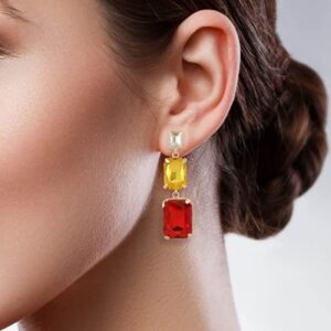Contemporary Multicolour Stones Studded Dangle Earrings for Women