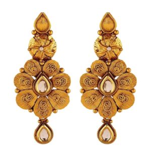 Copper Antique Royal Kundan Dangling Earrings