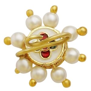 Gold-Plated Stone Studded & Beaded Clip-On Nose Pin