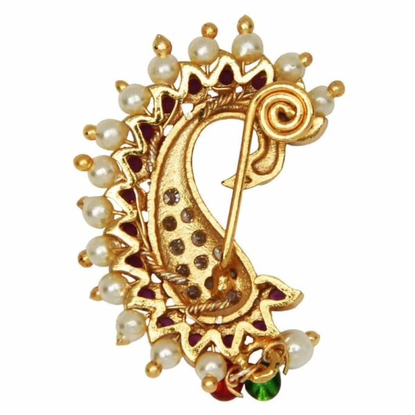 Peacock Design Multicolour Traditional Clip On Nose Ring
