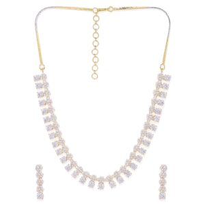 Delicate American Diamond Studded Contemporary Necklace Set for Women