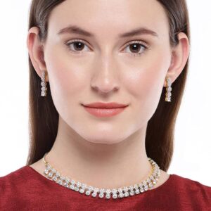 Delicate American Diamond Studded Contemporary Necklace Set for Women