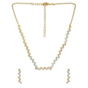 Delicate American Diamond Studded Enameled Necklace Set for Women