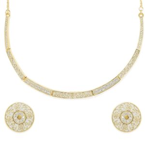 Delicate American Diamond Studded Enameled Necklace Set for Women
