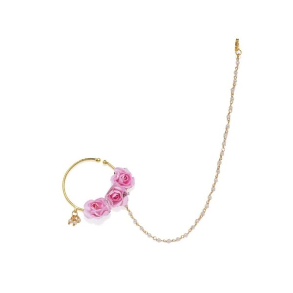 Gold Brass Pink Rose Nose Ring for Women-NR0219GC90GP