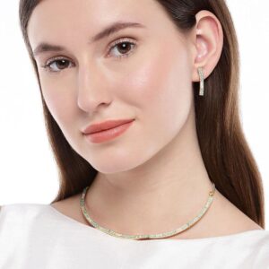 Delicate Enameled American Diamond Studded Necklace for Women
