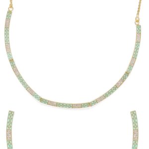 Delicate Enameled American Diamond Studded Necklace for Women