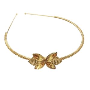 Delicate Gold Plated Hair Band with Rhinestones for Women and Girls