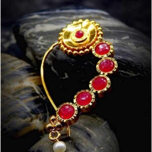 Delicate Gold Plated Red Stone Nose Ring