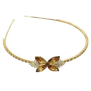 Delicate Gold Plated Rhinestones Studded Hairband for Women