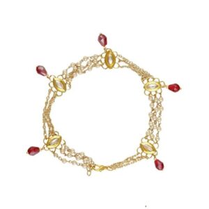 Delicate Kundan and Pearls Embellished Bracelet for Women
