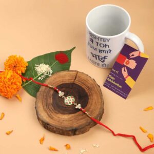 Delicate Multicolour Enamel Rakhi with Greeting Card  for Brother & Gifting