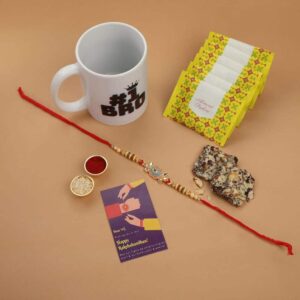 Delicate Multicolour Enamel Rakhi with Greeting Card for Brother & Gifting