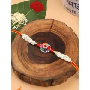 Delicate Multicolour Stones & Pearls Rakhi Pack of 2 for Brother & Gifting