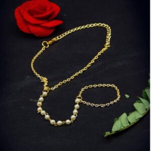 Delicate Pearl Chain Ring Bracelet for Women