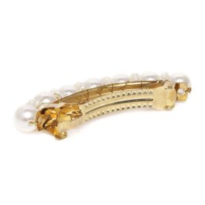 Delicate Pearl Embellished Hair Barrette Buckle Clip for Women