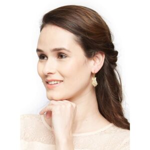 Gold Plated Delicate Pearl Embellished Hoop Earrings for Women