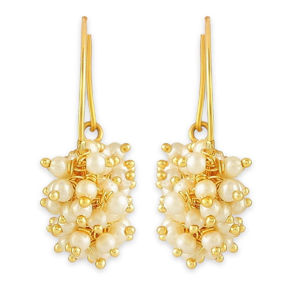 ACCESSHER Gold Color Brass Material Pearl Beads Earrings.