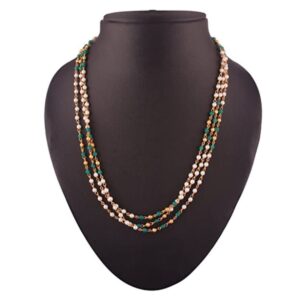 Delicate Pearl Emerald Beads Embedded Mala Necklace for Women